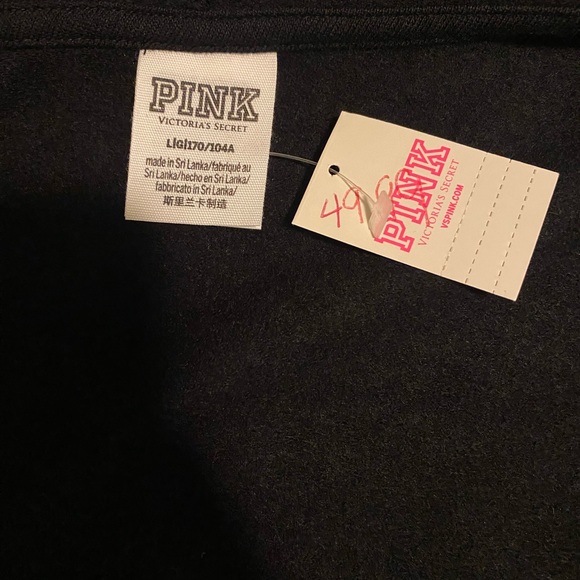 New PINK Brand zippered hoodie with pockets.Black w/silver lettering. Large - Picture 3 of 8
